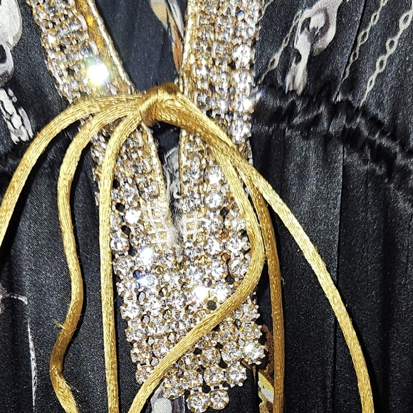 Baccio Couture Black Gold Chians Dress XS $895 - Picture 5 of 6